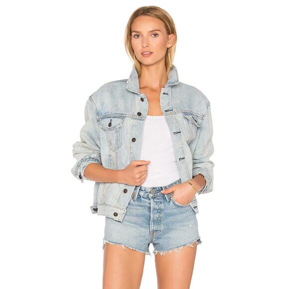 Free People Paisley Quilted Denim Jacket Trucker Boho Hippie Oversized Baggy M/L - Picture 2 of 13